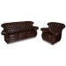 3 Seater and 1 Seater Chesterfield Suite in washed off brown leather