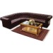 Machester corner chesterfield sofa in washed off burgandy