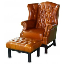 Ascot Wing Cahir and Stool in 100% leather